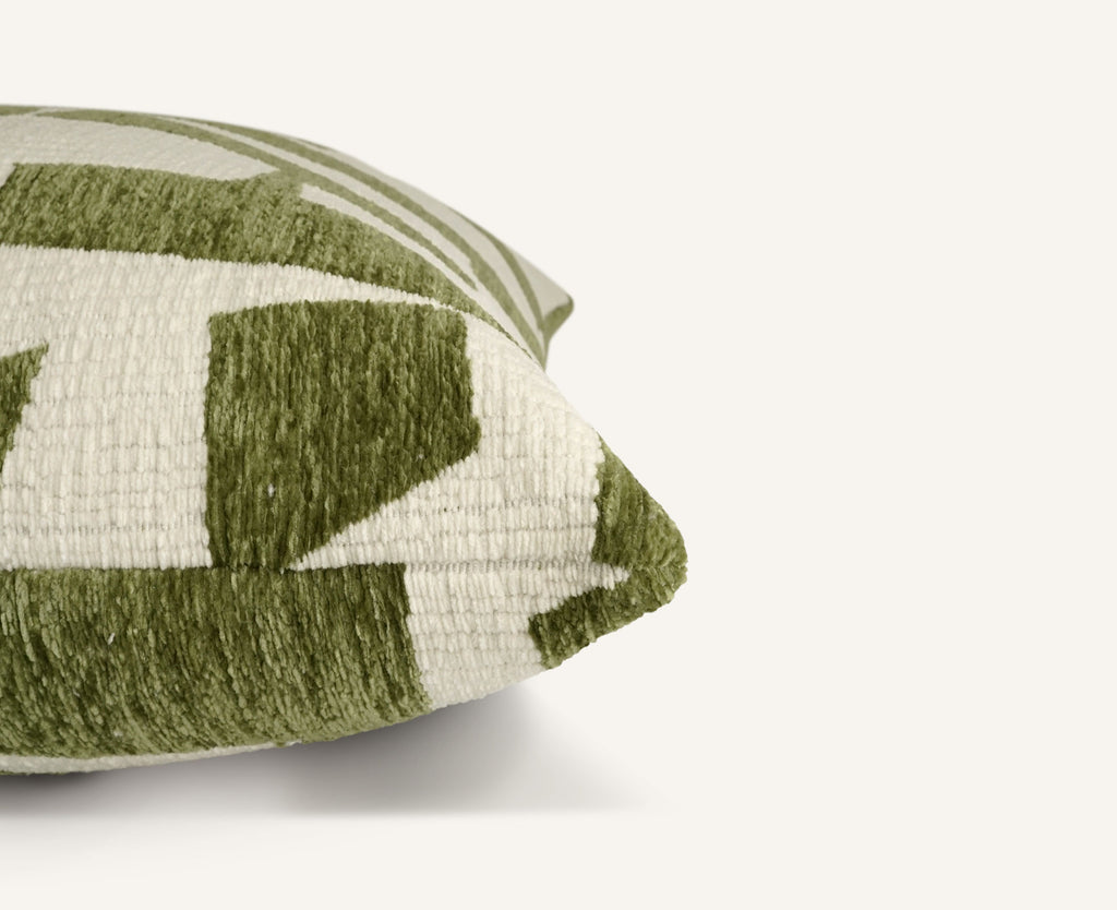 Plush Chenille Green White Throw Pillow | Fletcher / Matcha – Floof