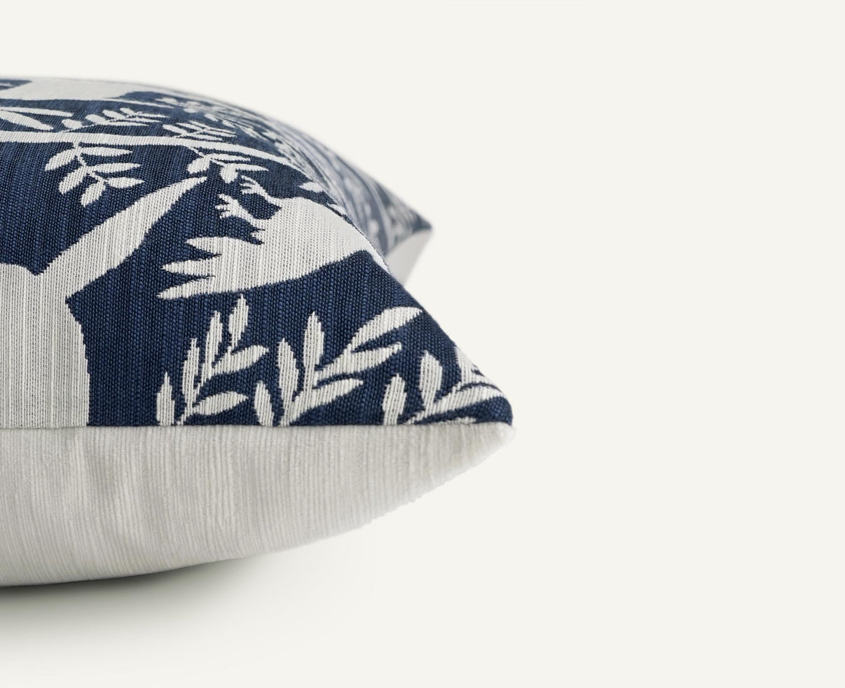 Fronds and Fauna 22"×22" Side View || Navy