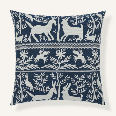 Fronds and Fauna 22"×22" Front View || Navy